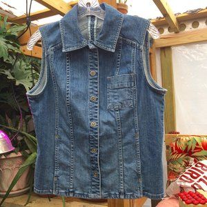 Vintage Chicos Denim Vest, Size 1